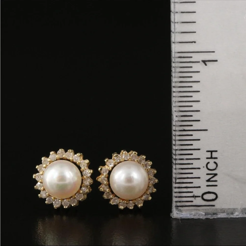 Pearl and Diamond Earrings - Picture 3 of 4